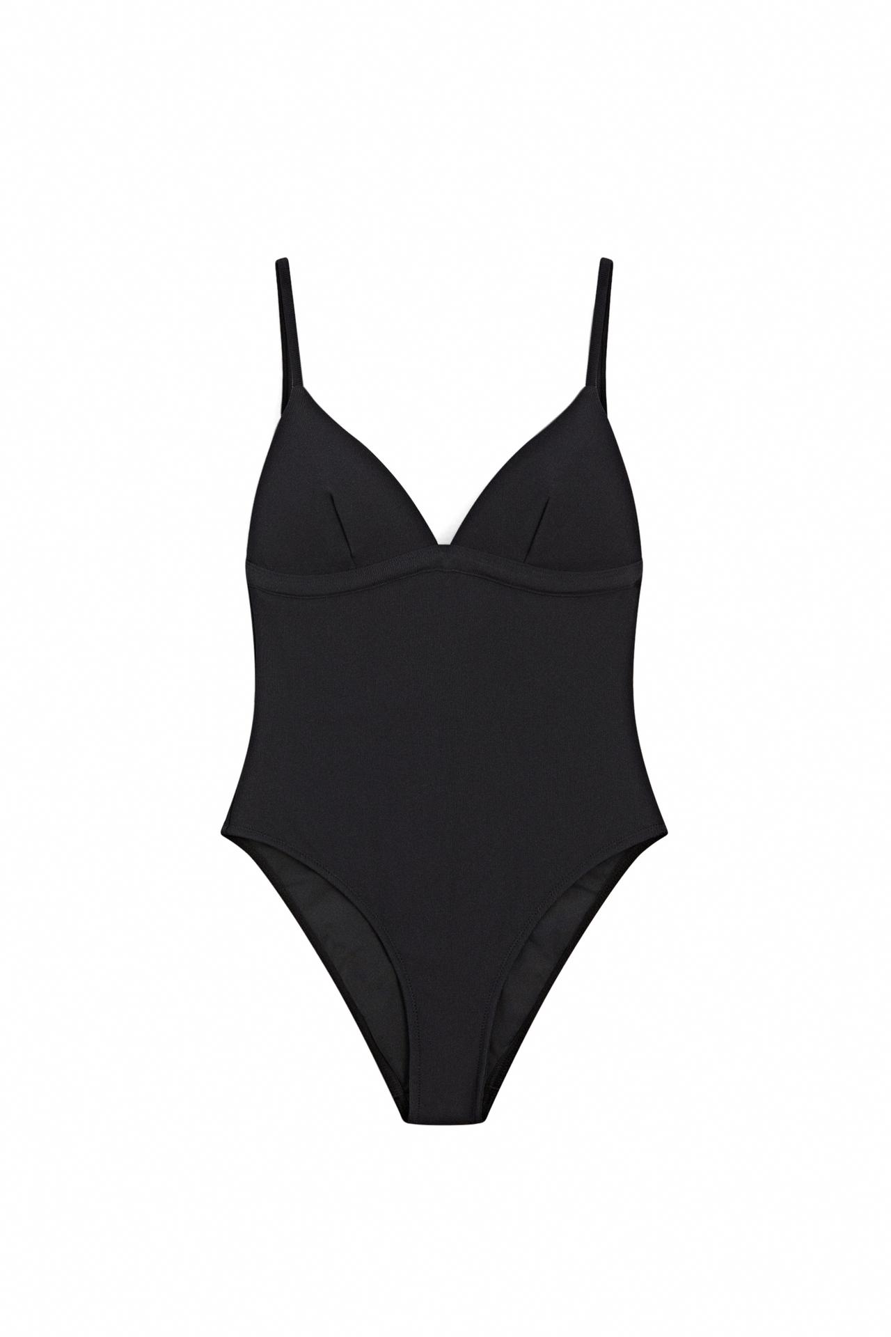 Shimmery triangle swimsuit — Black