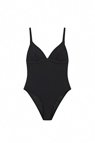 Shimmery triangle swimsuit — Black 1