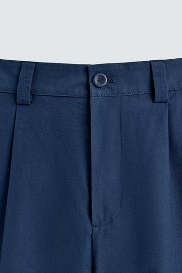 RELAXED FIT PLEATED TROUSERS - Blue / Indigo by Zara - Image 8