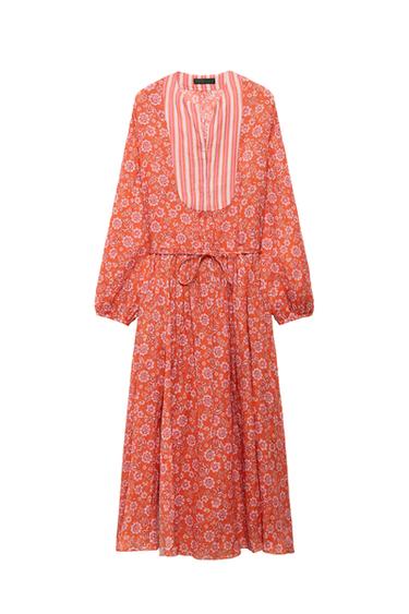 VESTITO CAFTANO A FIORI IN RAMIA LIMITED EDITION - Stampa di Zara