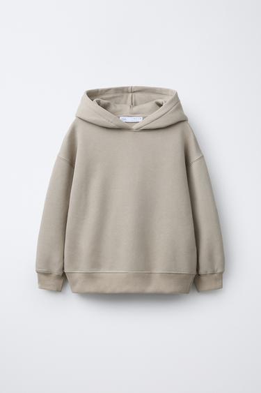 Zara PLAIN HOODED SWEATSHIRT - Brown / Taupe
