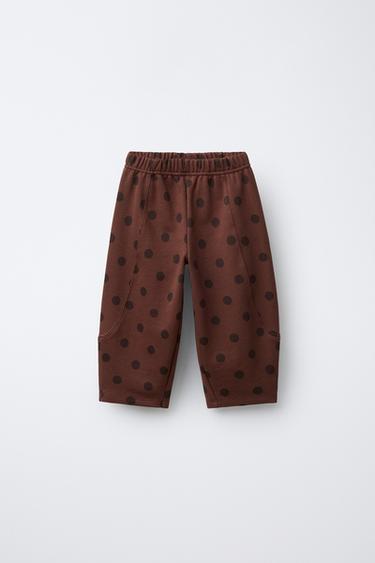 POLKA DOT PLUSH SAROUEL TROUSERS - Brown by Zara