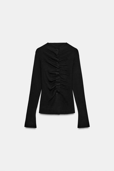 CARDIGAN DRAPPEGGIATO IN MAGLIA - Nero di Zara