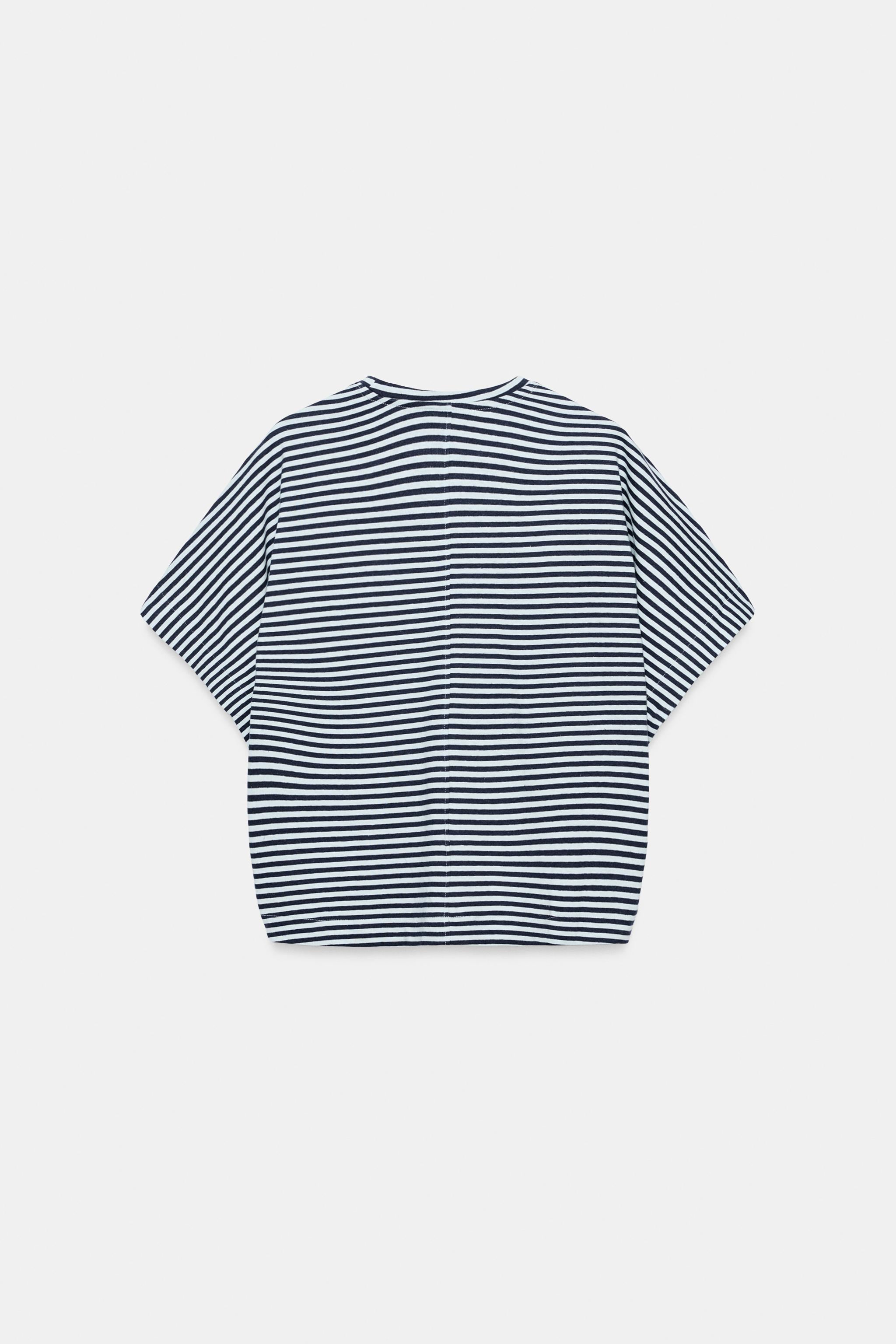 Женские футболки Zara STRIPED OVERSIZED T-SHIRT — фото 7