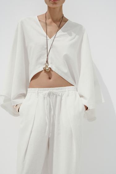 ASYMMETRIC CAPE KIMONO - Oyster-white by Zara - Image 2
