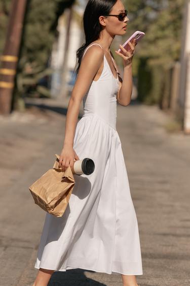 CORSETRY-INSPIRED POPLIN MIDI DRESS - White by Zara - Image 2