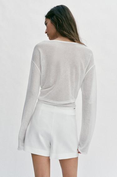 ASYMMETRIC APPLIQUÉ SKORT - Oyster-white by Zara - Image 4