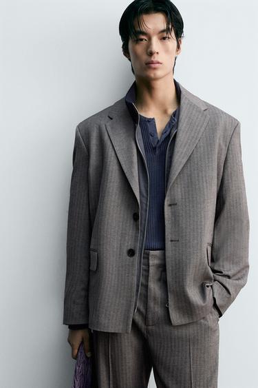 HERRINGBONE TEXTURED SUIT -  by Zara