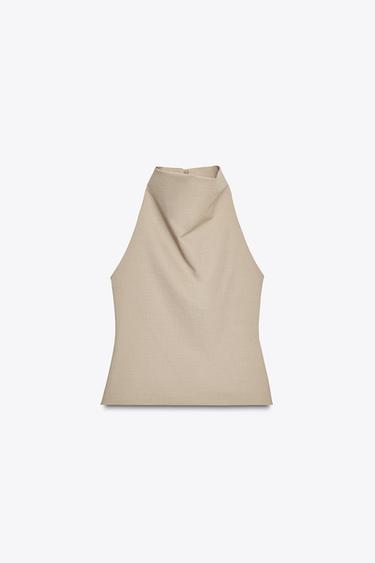 OPEN-BACK HALTER TOP - Light brown by Zara - Image 0