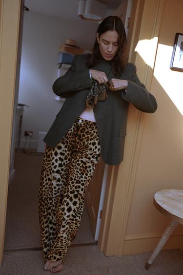 Zara FLOCKED ANIMAL PRINT PANTS ZW COLLECTION LIMITED EDITION - Leopard