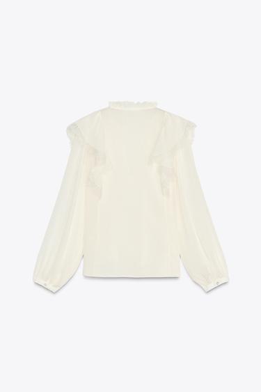 LACE RUFFLE BLOUSE - Ecru by Zara - Image 3