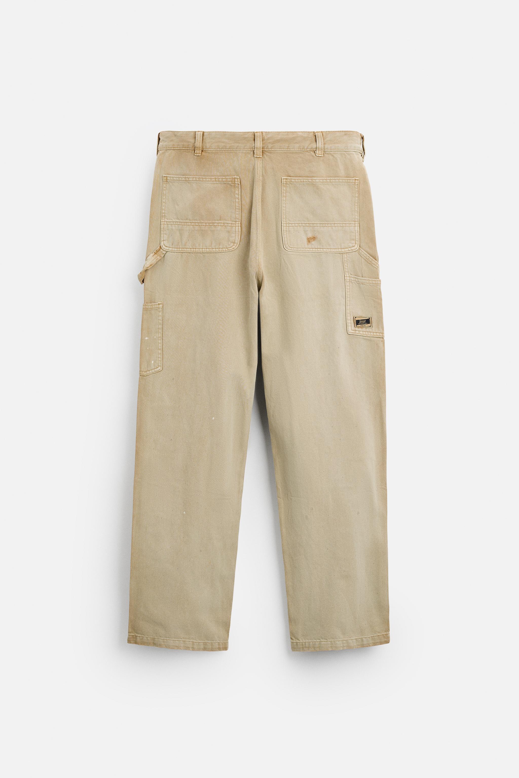 ウォッシュド加工カーペンターパンツ - ベージュ | ZARA Japan