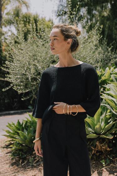 CUT KNIT CAPE JUMPER - Black by Zara