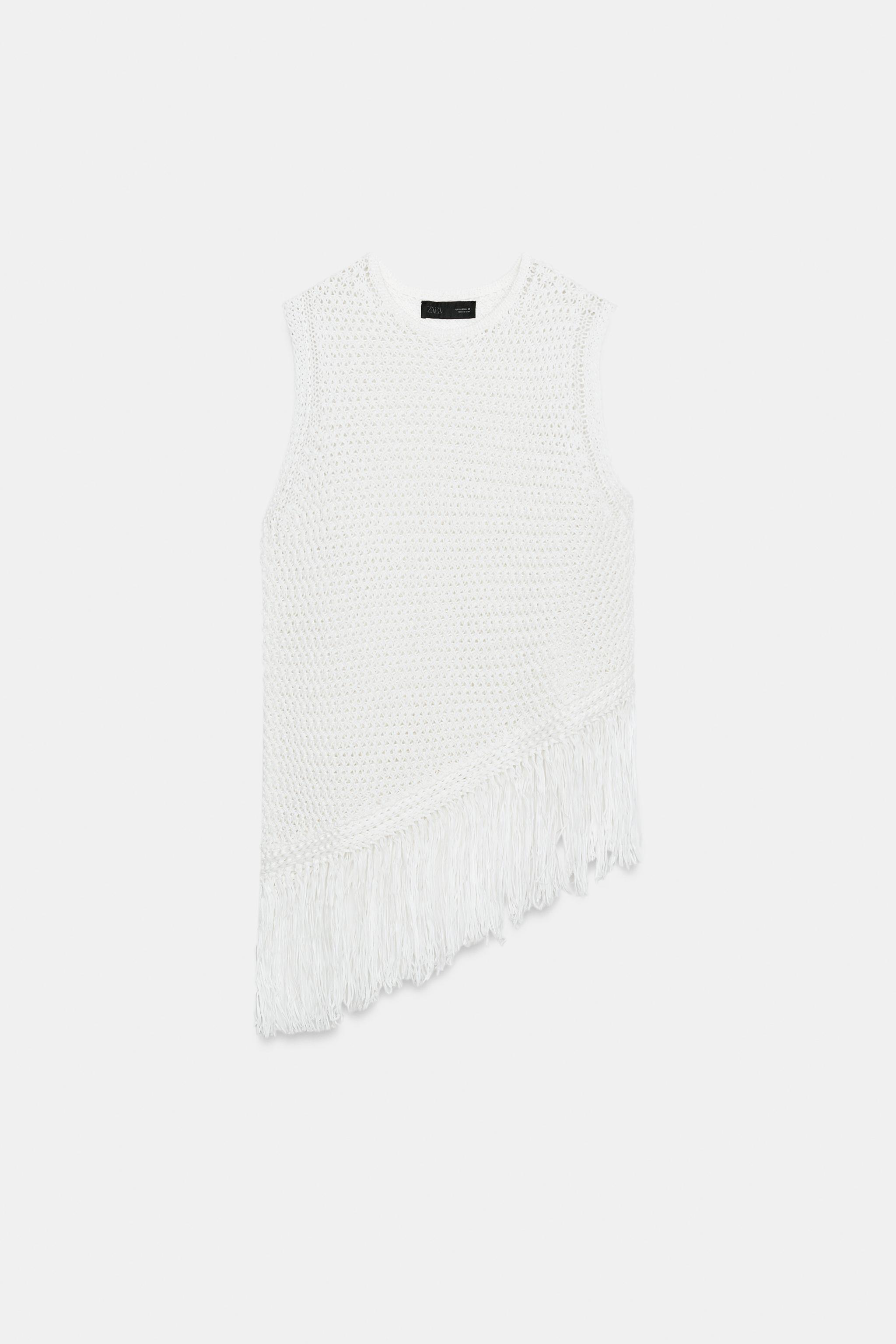 TOP EN MAILLE À FRANGES