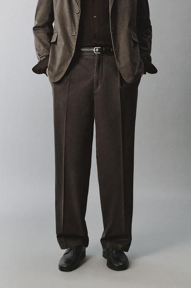 WASHED-EFFECT SUIT TROUSERS - Taupe grey by Zara
