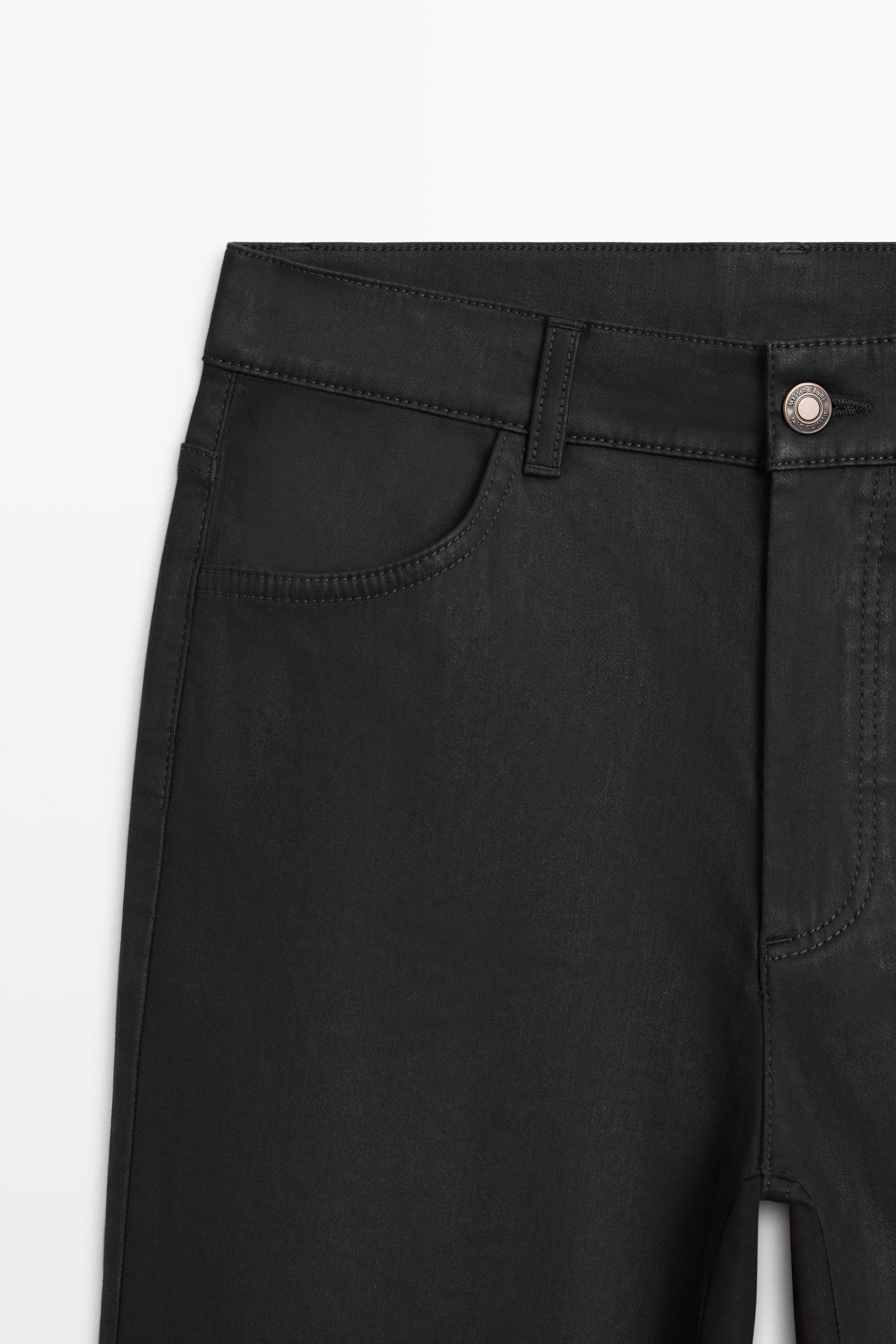 Waxed straight-leg pants