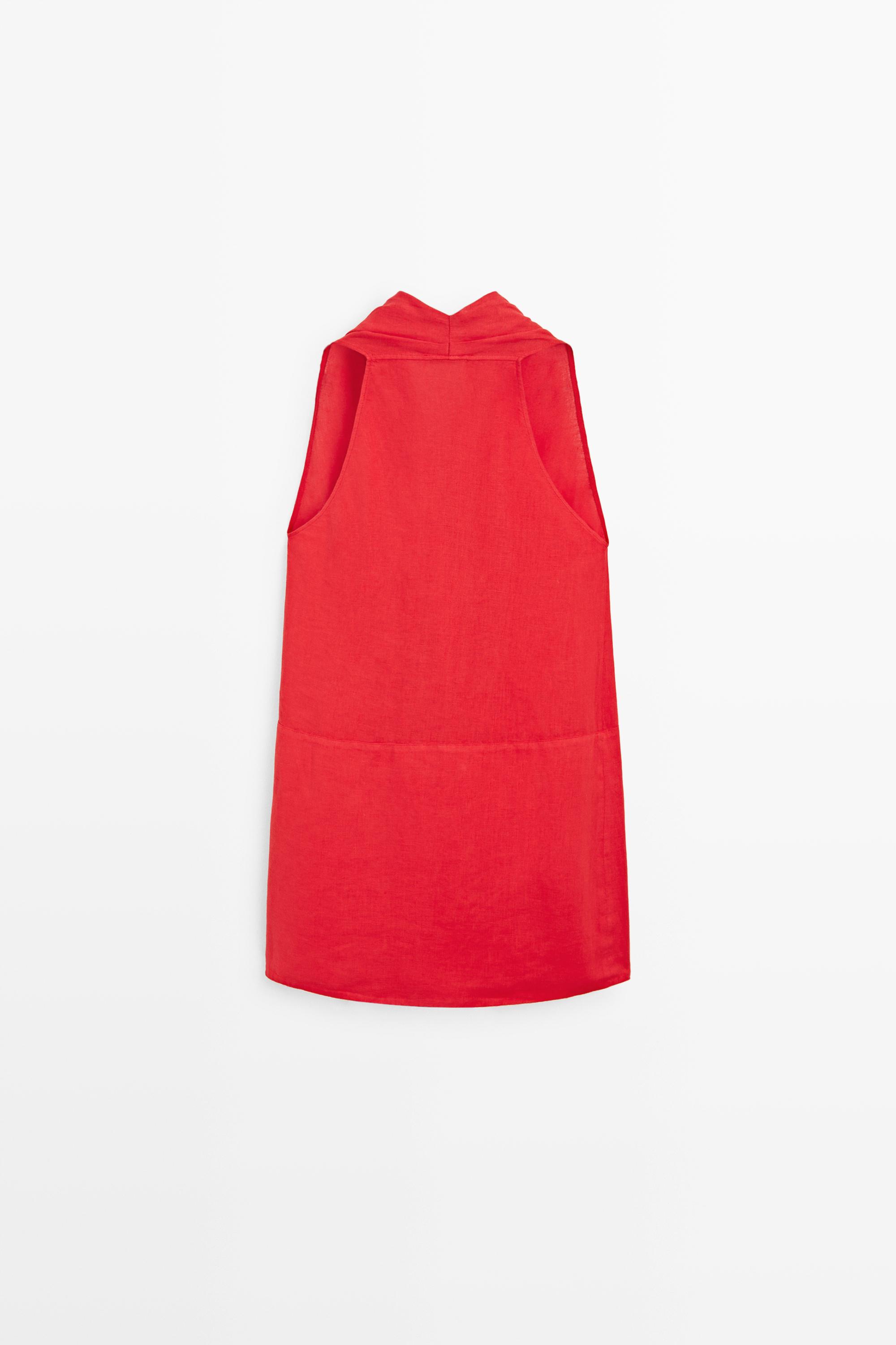 100% linen surplice mini dress