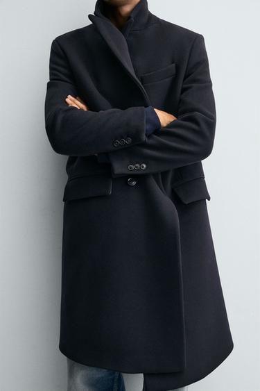MANTEAU CROISÉ EN MÉLANGE DE LAINE MANTECO ® - Bleu marine de Zara - Image 5