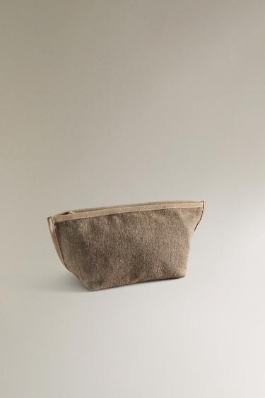 MEDIUM FABRIC WASH BAG - Taupe Grey by Zara - Image 1