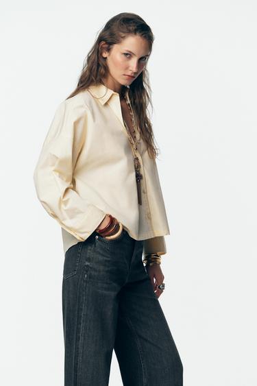 POPLIN SHIRT - Light yellow by Zara - Image 4