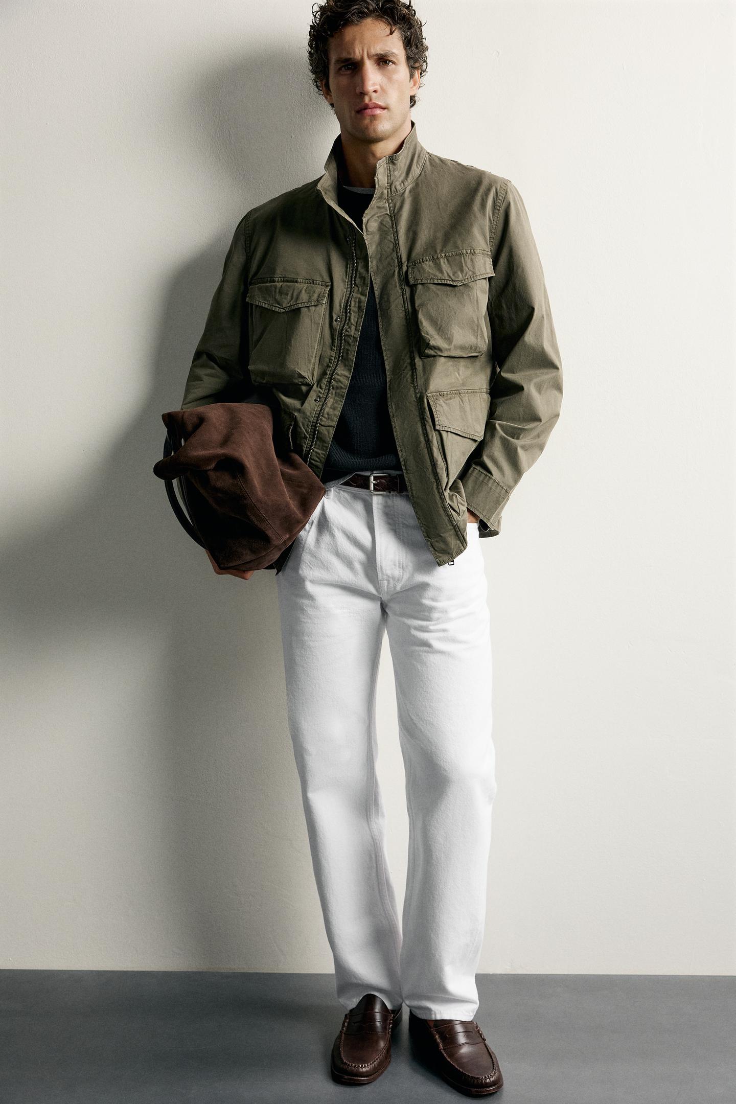Мужская куртка Zara Regular Fit Utility Pocket, цвет: Хаки — фото 5