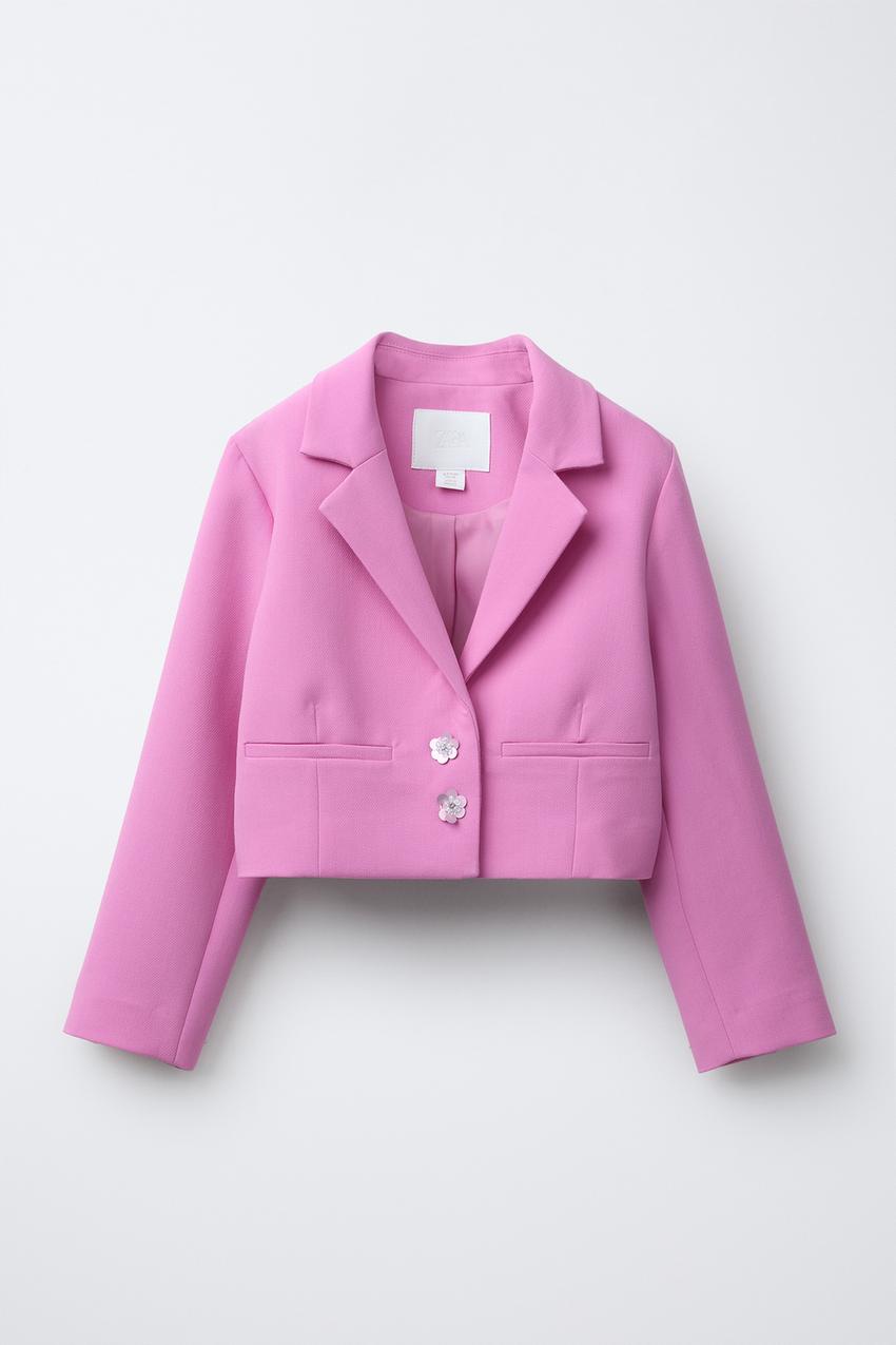 CROPPED BLAZER WITH JEWEL BUTTONS - Pink | ZARA United Kingdom