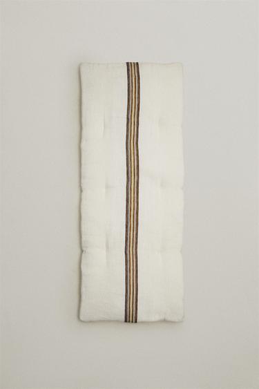 STRIPED BENCH SEAT CUSHION - Oyster-white by Zara