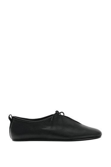 LEATHER BALLET FLATS - Black by Zara
