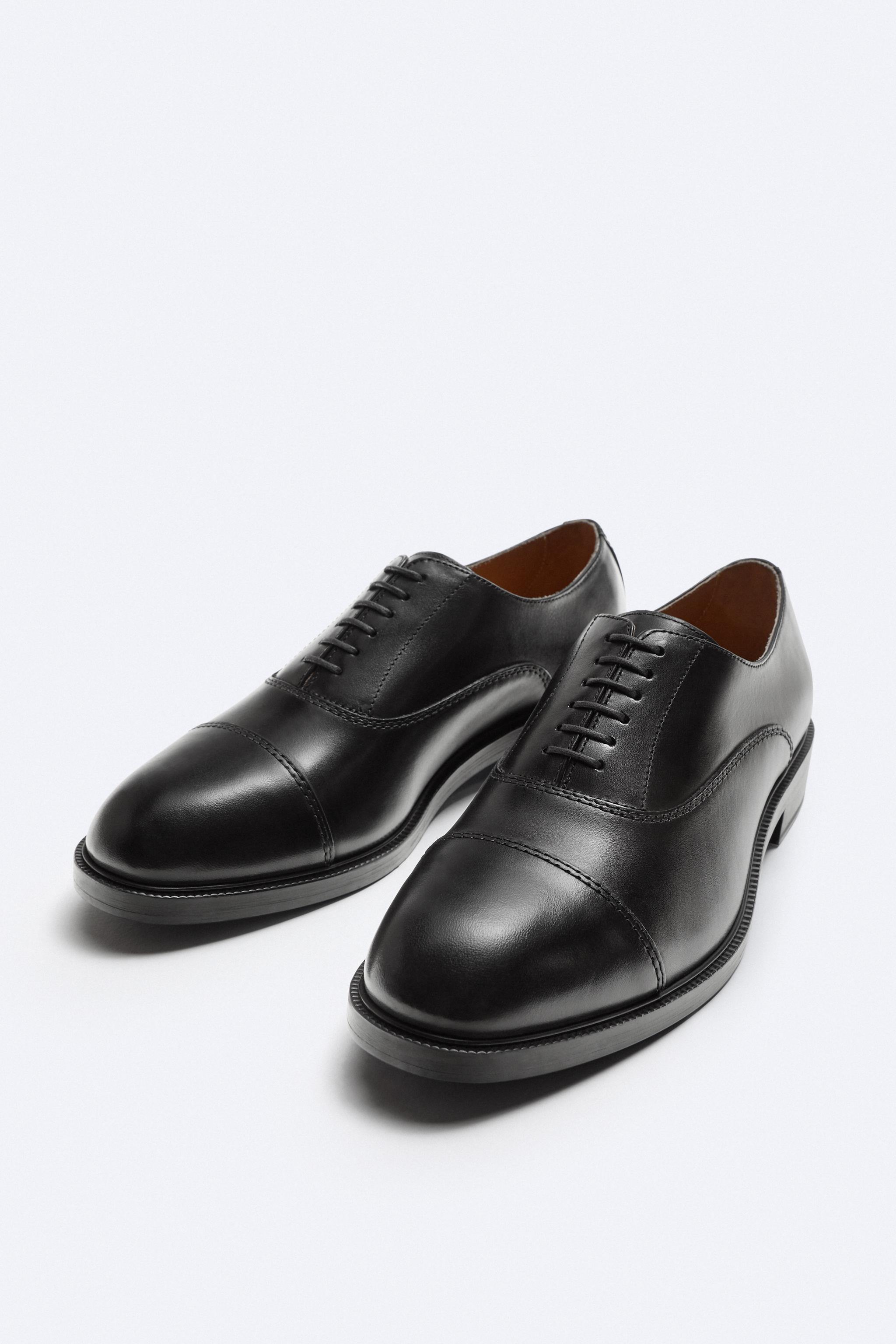 LEATHER OXFORD SHOES - Brown | ZARA United States