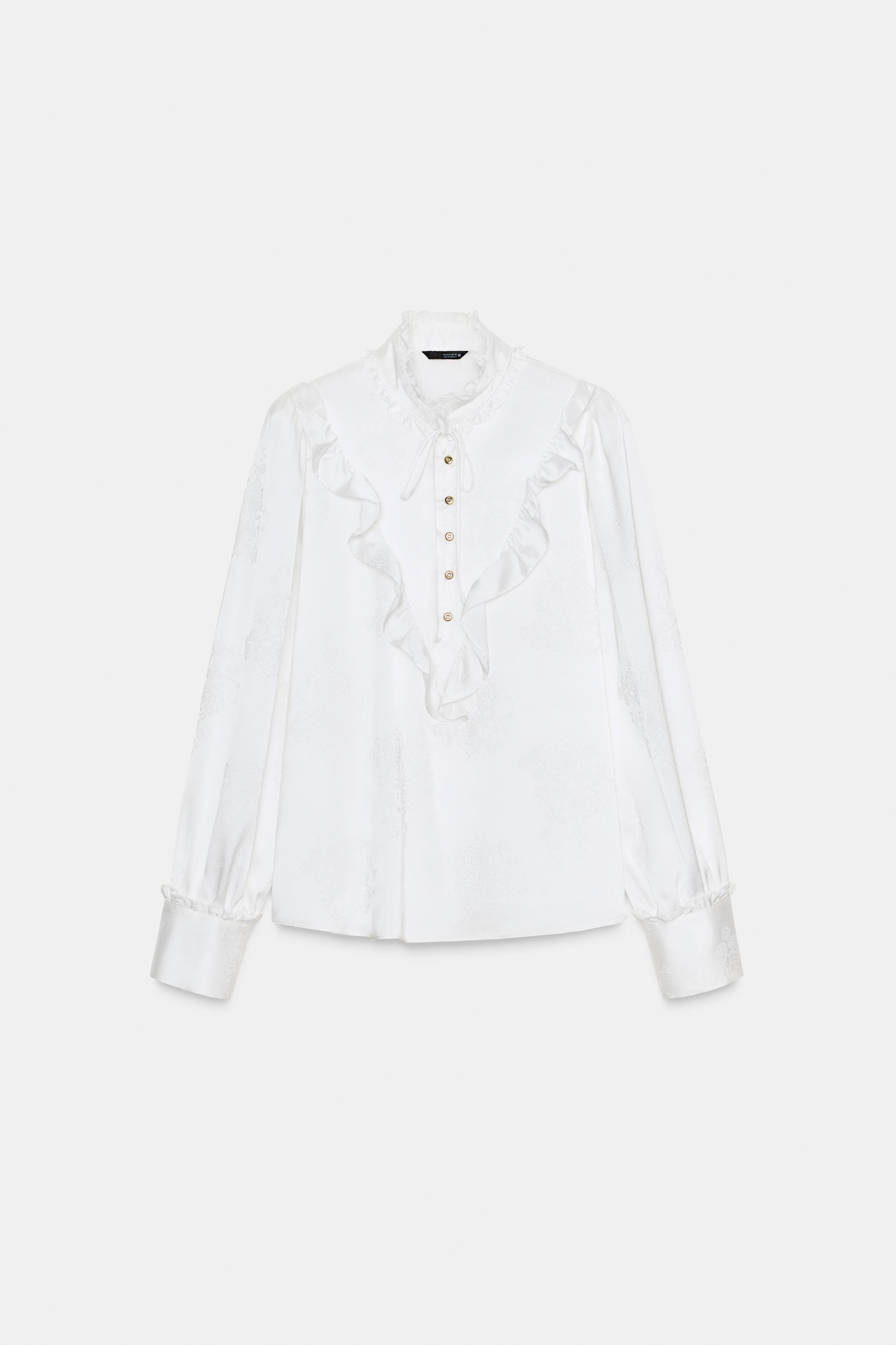 JACQUARD SATIN EFFECT BLOUSE - White | ZARA United States