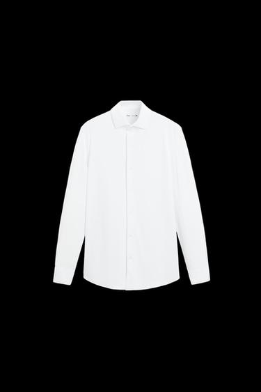 CAMISA ELÁSTICA ESTRUCTURA - Blanco de Zara - Imagen 0