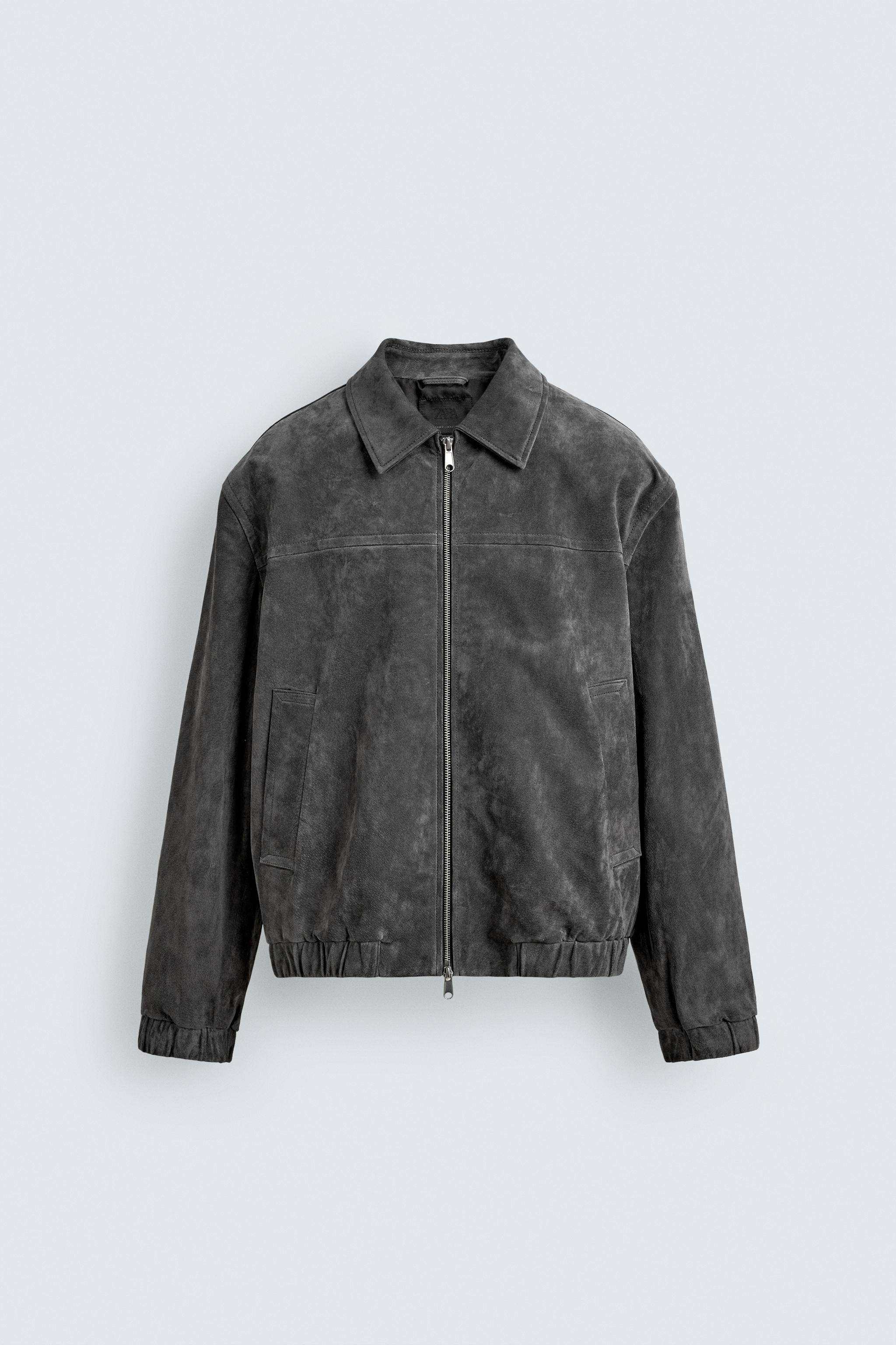 スプリットスエードレザージャケット - グレー | ZARA Japan / 日本