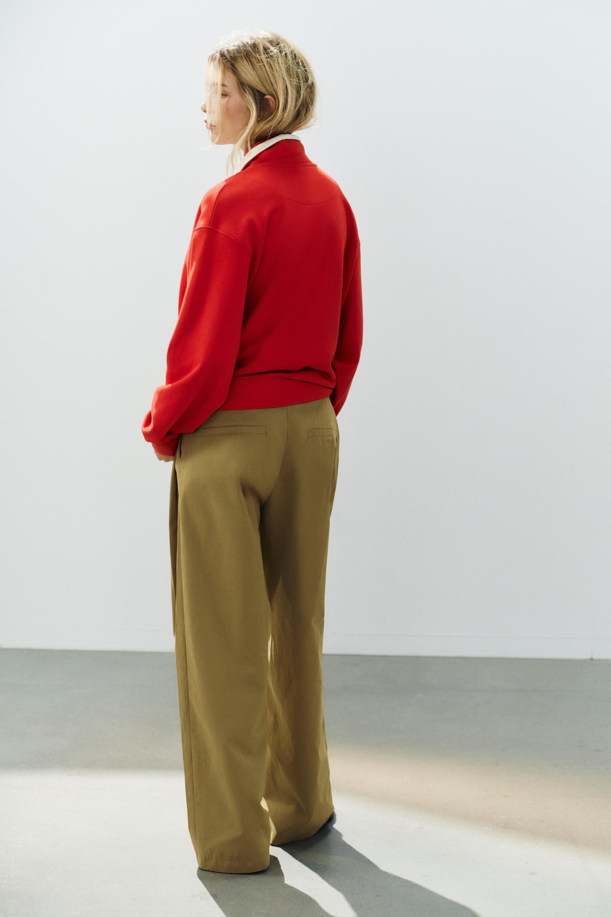 Женские брюки Zara PLEATED WIDE-LEG TROUSERS — фото 5