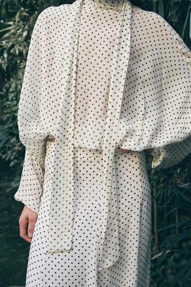 ZW COLLECTION POLKA DOT BLOUSE - Black / White by Zara - Image 3