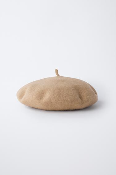 100% WOOL BERET - camel by Zara - Image 3
