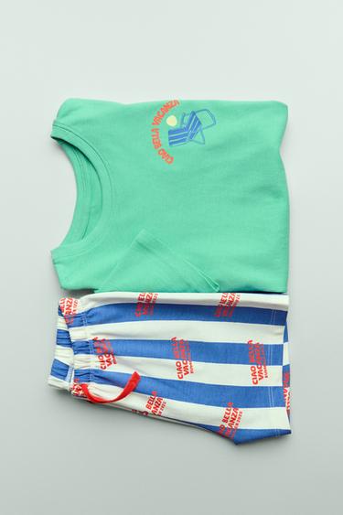 2-6 YEARS/ BEACH T-SHIRT AND BERMUDA PYJAMAS - Green by Zara