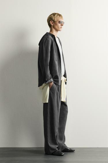 SURCHEMISE FLUIDE À RAYURES ET CAPUCHE - Gris anthracite de Zara - Image 3