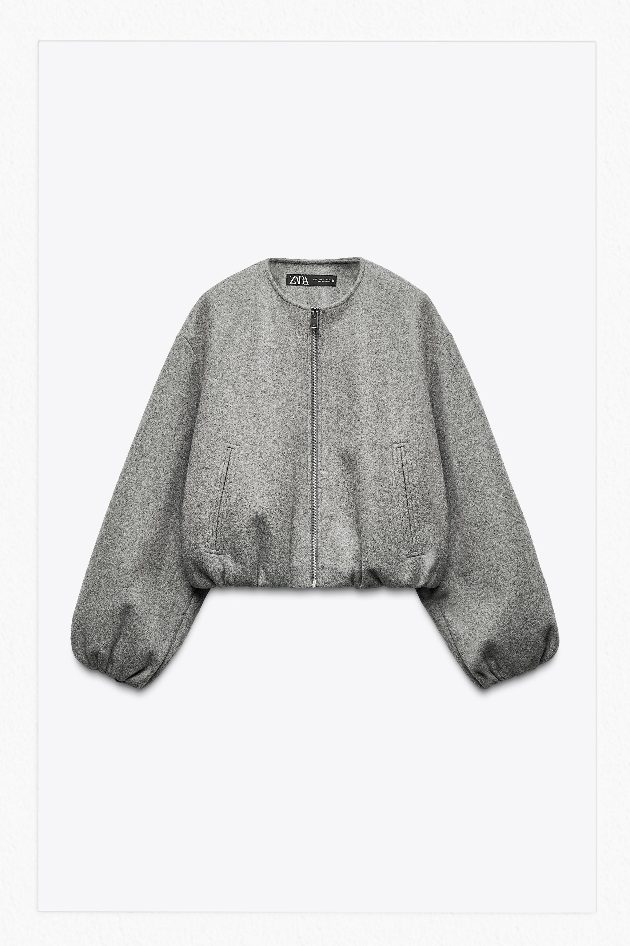 新品未使用　ZARA クルーネックショートジャケット ZARA】フェイクレザー ボンバージャケット 4341/855/675 (ZARA