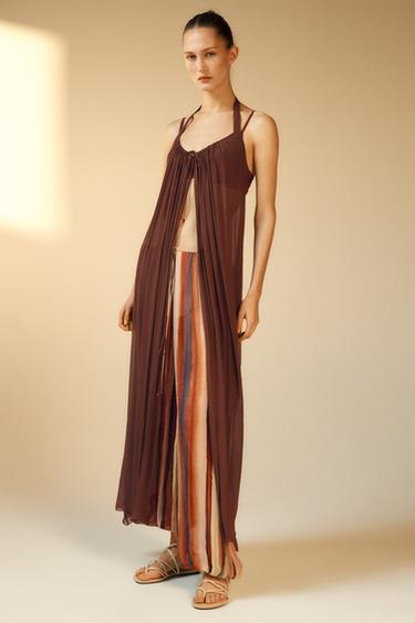 ZW COLLECTION LONG TOP - Khaki by Zara