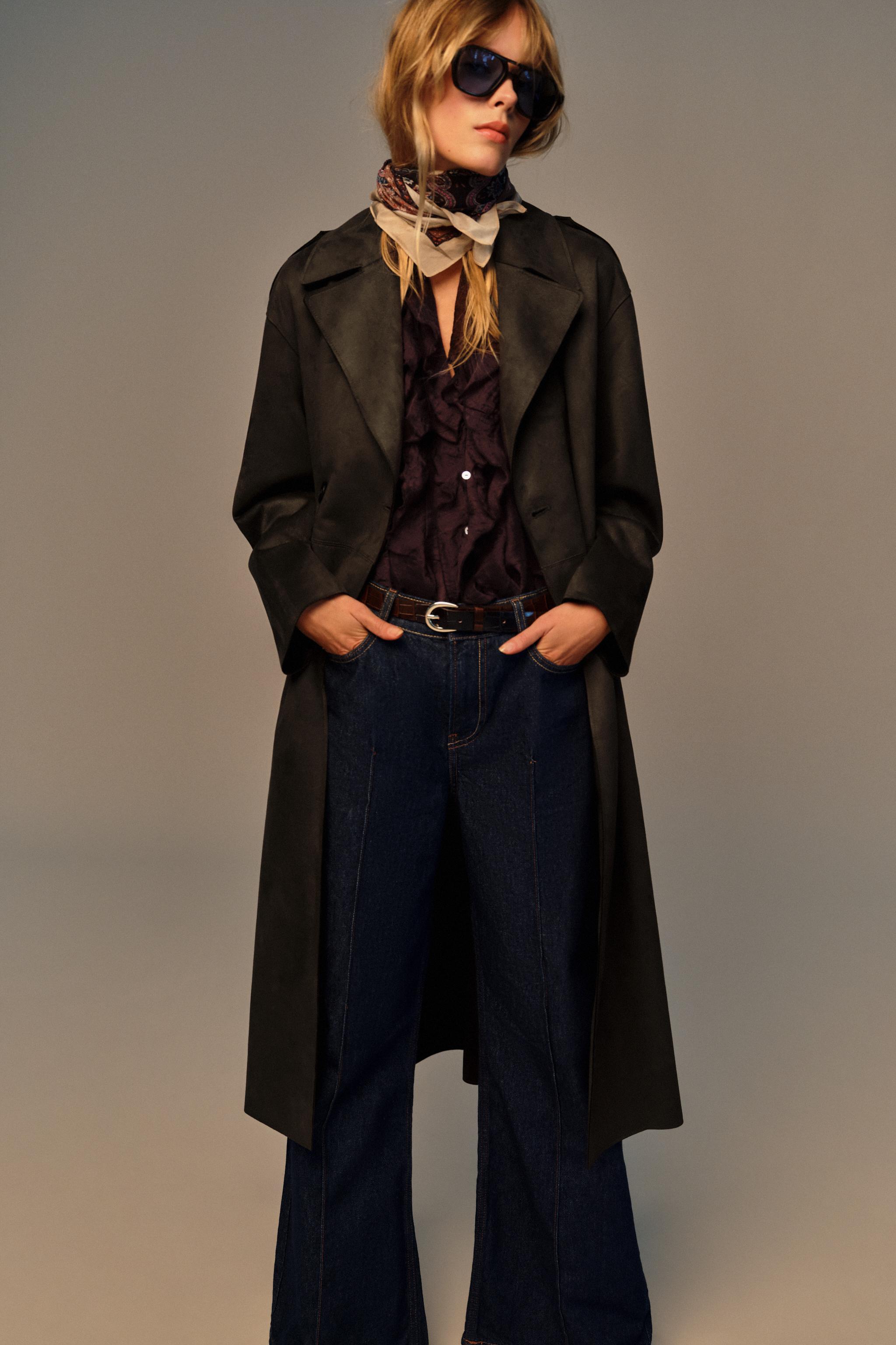 FAUX SUEDE BELTED COAT Khaki ZARA Canada