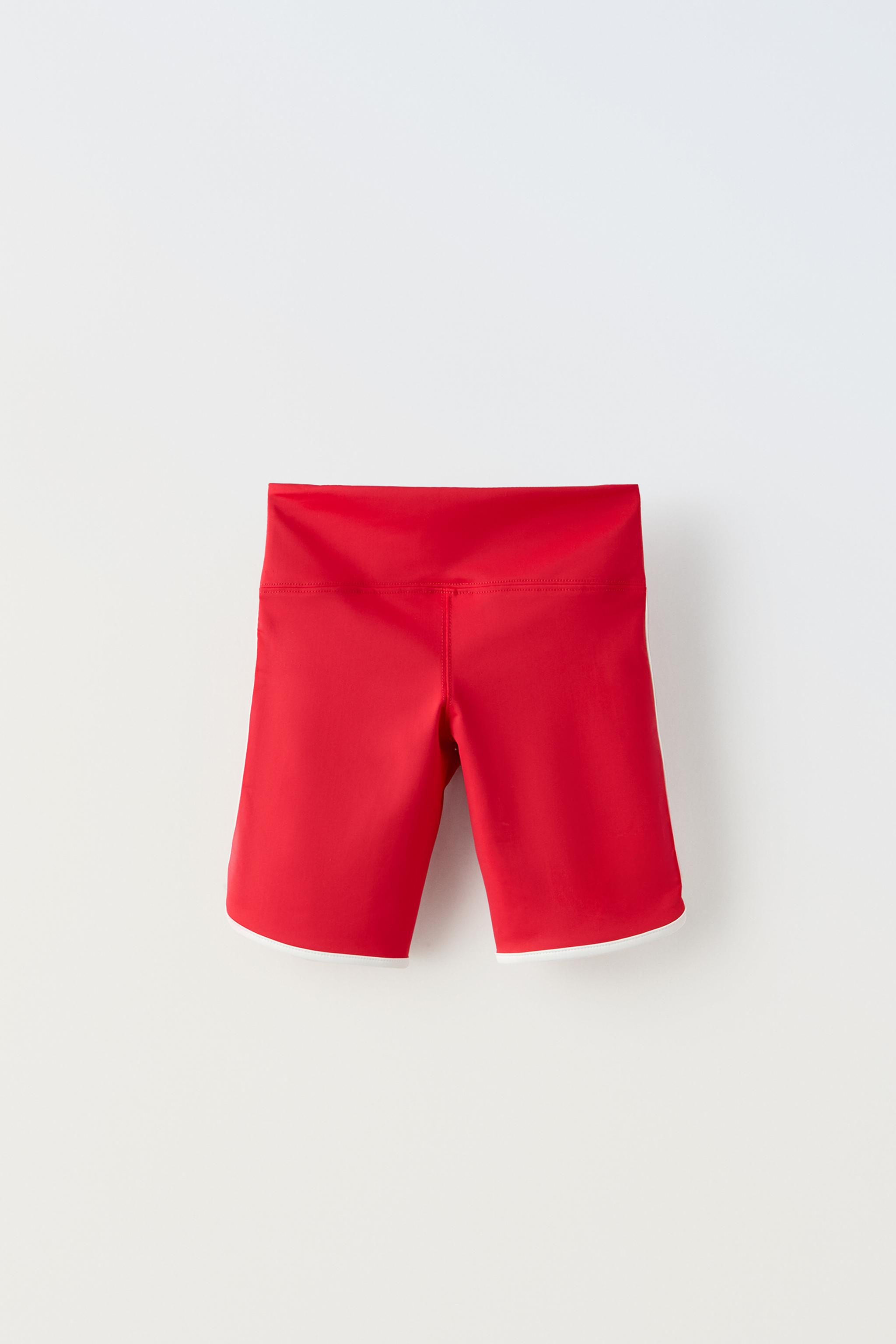 Zara Leggings Cortos Vivo En Rojo 11 12 Anos 152 Cm Ninos