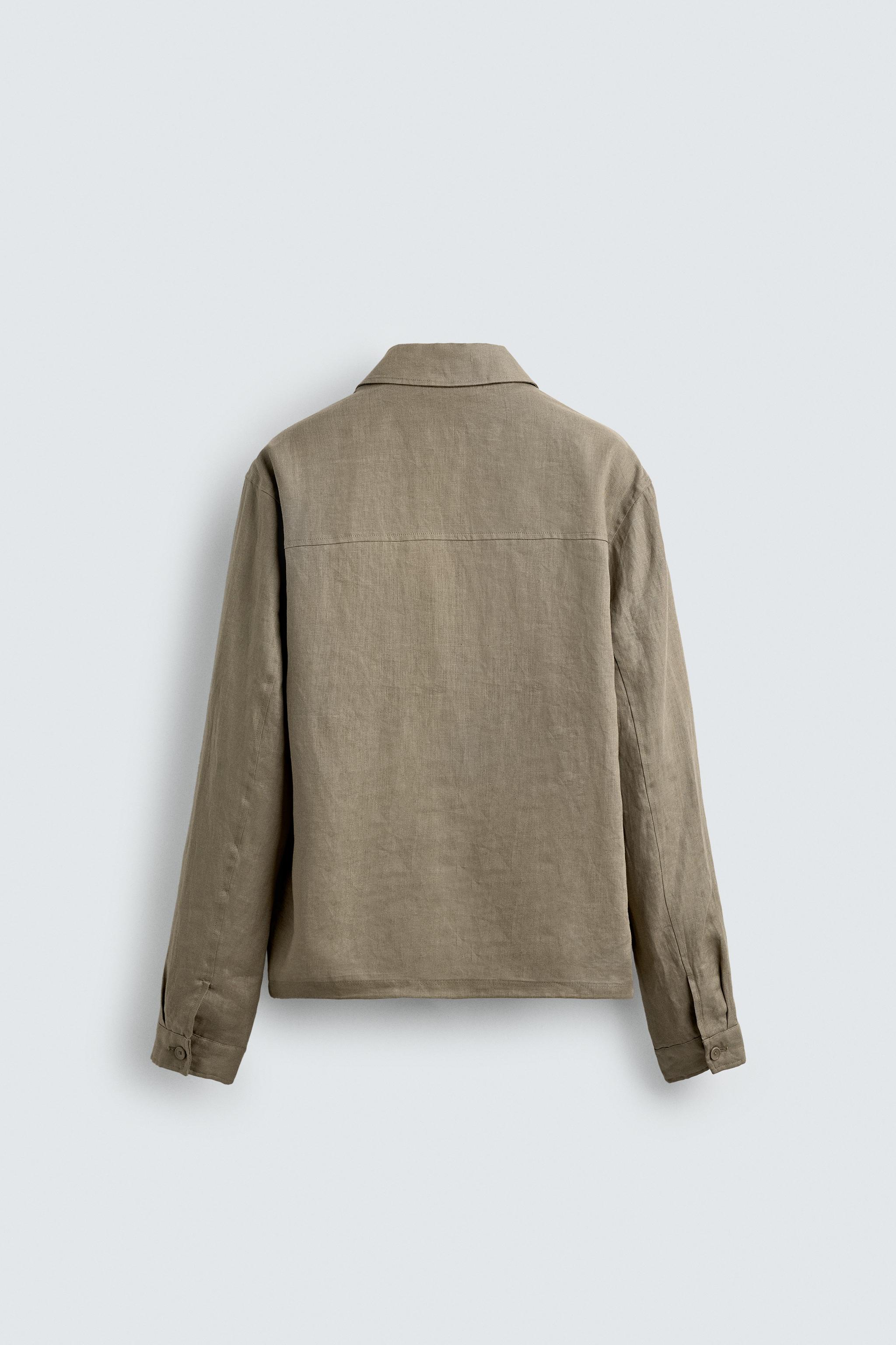 100% LINEN OVERSHIRT - Dark beige | ZARA United States