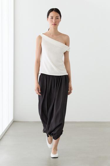 Top palabra de honor punto canalé - Crudo de Zara - Imagen 0