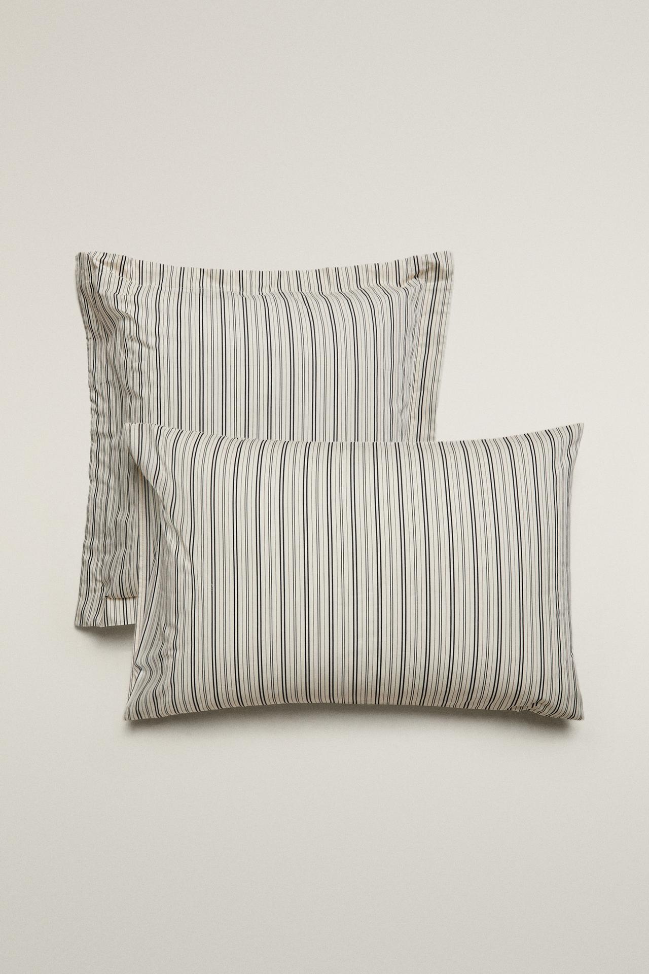 STRIPED PERCALE PILLOWCASE — MIDNIGHT BLUE