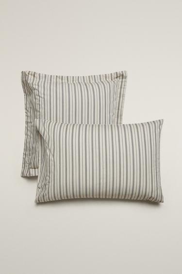 STRIPED PERCALE PILLOWCASE - MIDNIGHT BLUE by Zara - Image 0