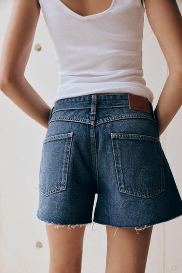 SHORT TAILLE BASSE À REVERS - Bleu moyen de Zara