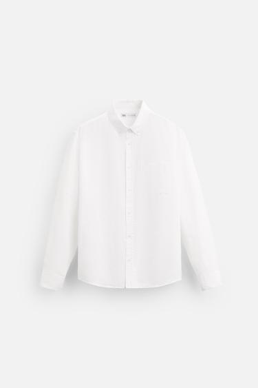 CAMISA LINO - ALGODÓN - Blanco de Zara
