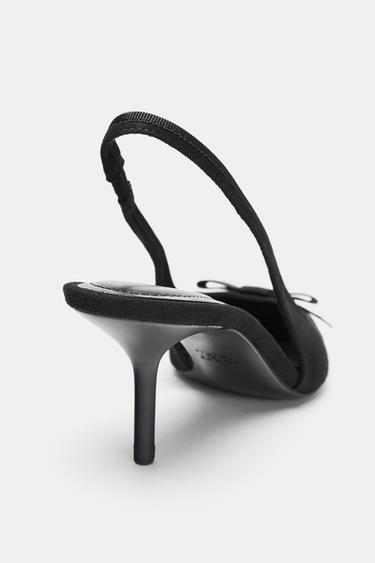 CHAUSSURES À TALONS EN TISSU AVEC NŒUD - Noir de Zara - Image 5
