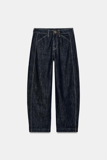 JEANS Z1975 TAPERED TIRO ALTO PESPUNTES CONTRASTE - Azul de Zara - Imagen 0