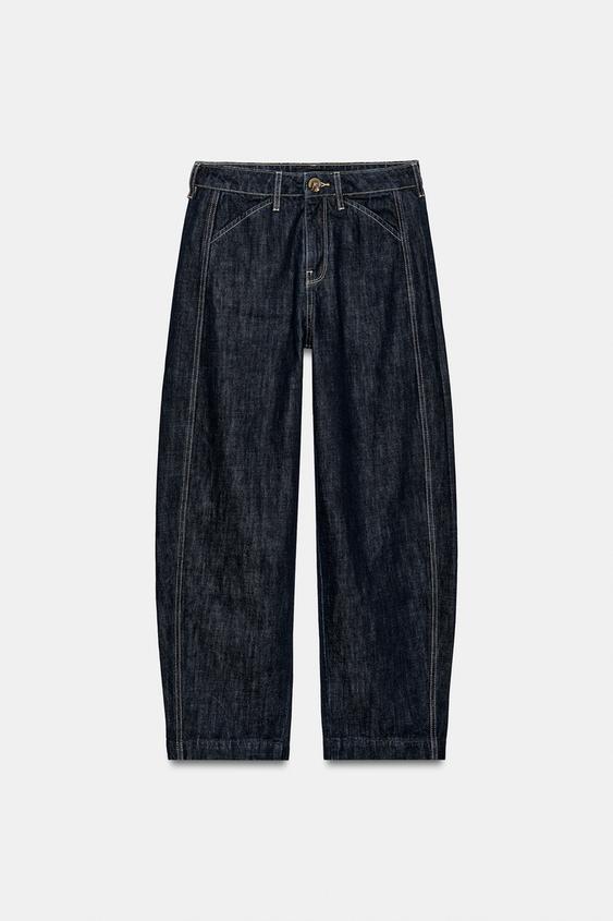 Z1975 TAPERED HIGH-WAIST JEANS WITH CONTRAST STITCHING - Blue by Zara - Image 0